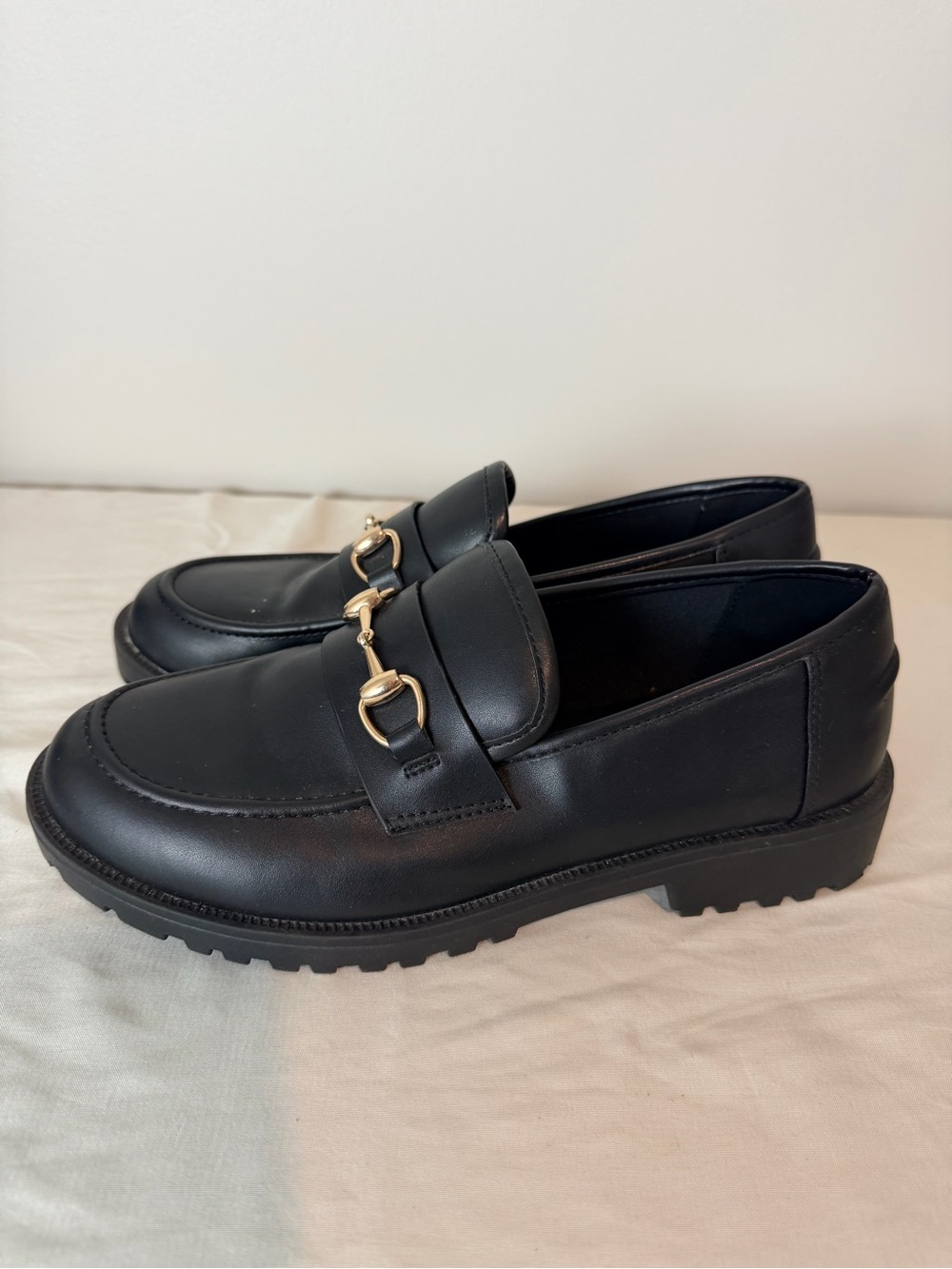 Sincerly Jules Black  Loafers with Gold Bit